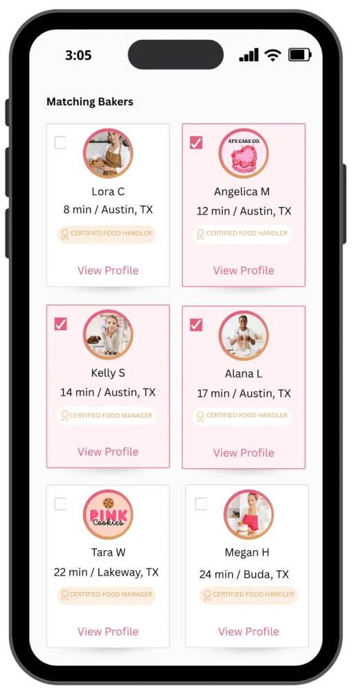 Matching Austin home bakers for custom cakes and cookies