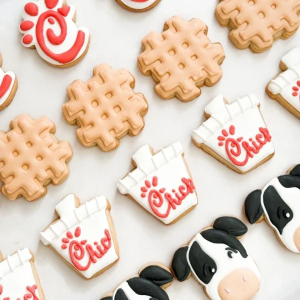 Handcrafted custom corporate logo sugar cookies by Austin bakery artists